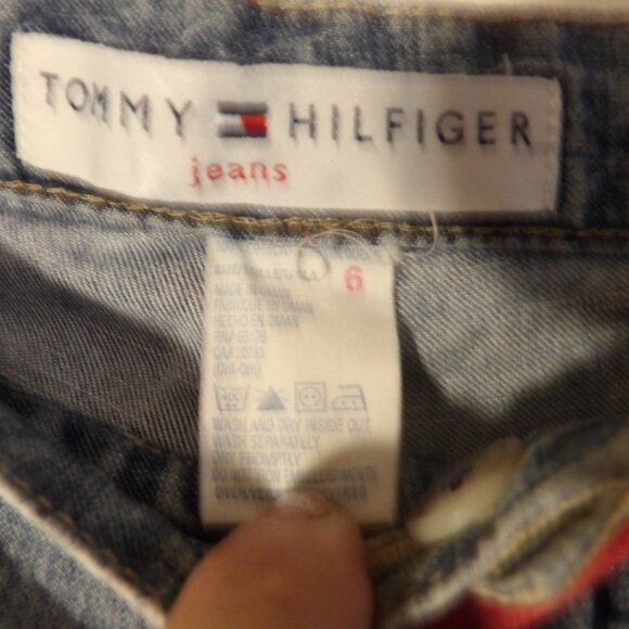 Vintage 90s Tommy Hilfiger Boot Cut Drawstring Flare Leg RollTab Hems Jeans Sz 6 - Picture 6 of 8